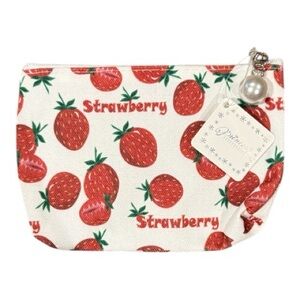 Small Strawberry Print Pouch